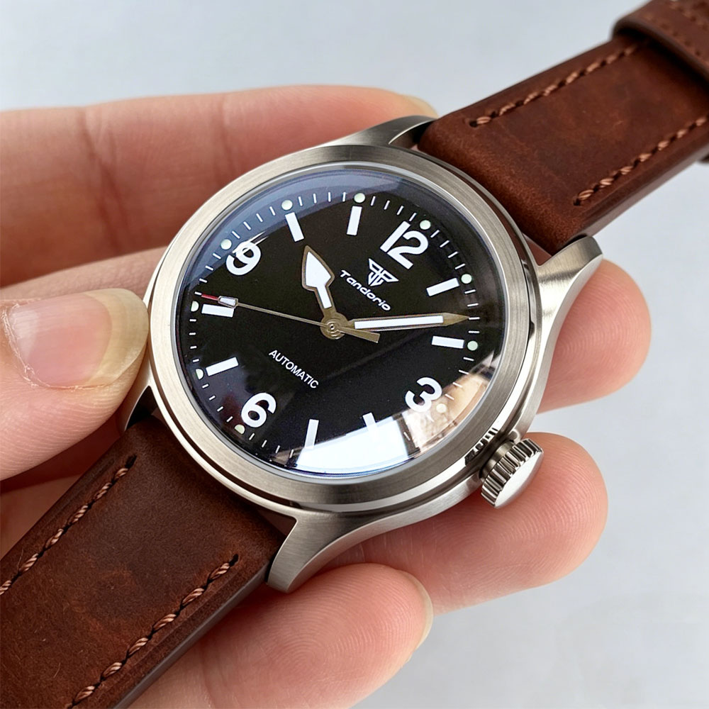 Vintage Fashion In Japan - Czarny kremowy zegarek męski Tandorio 38mm