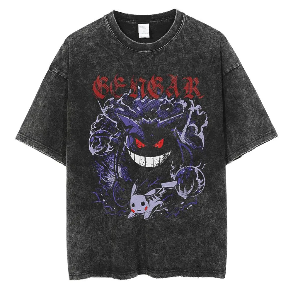 Vintage Fashion In Japan - Koszulka anime Pokémon Gengar i Pikachu,