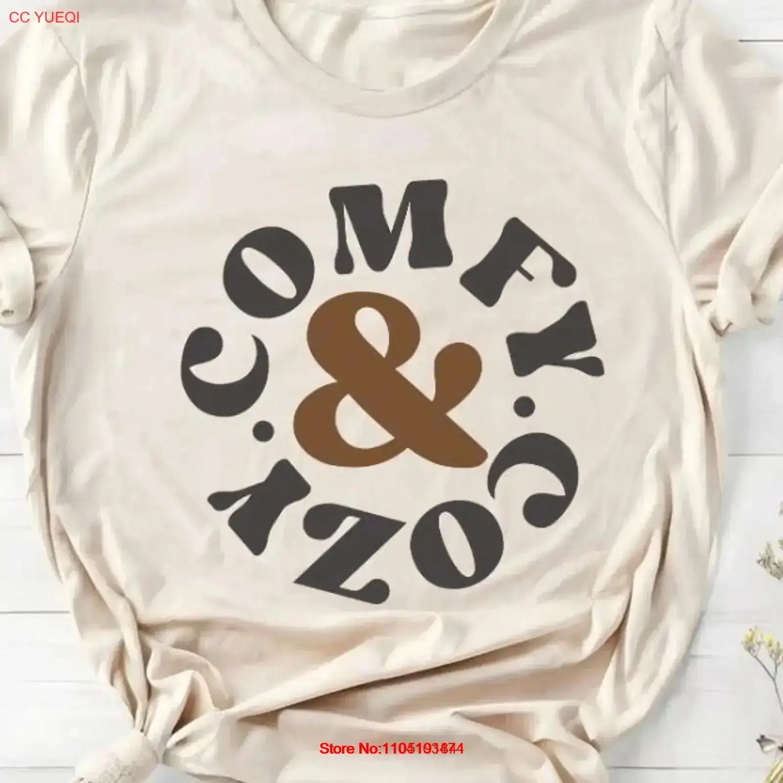 Vintage Vibes Fashion - Przytulna sezonowa koszulka T-shirt Modny zimowy